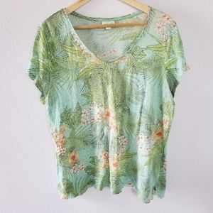 j jill love linen 100% Linen Tropical Print Top